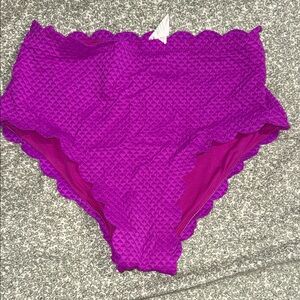High-Waisted Textured Bikini Bottom - Purple